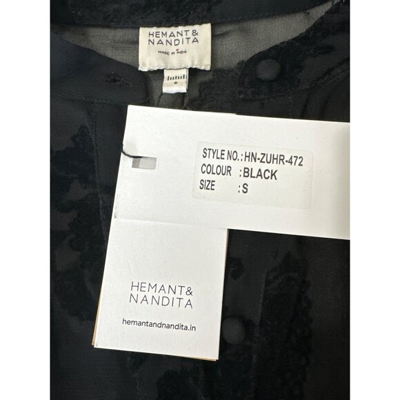 Hemant & Nandita Womens Shirt With Cami in Black Small New Button Down Blouse - Picture 8 of 16